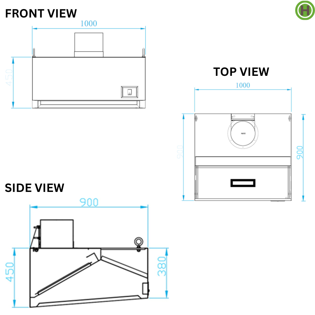 Commercial Wall Mounted Extraction Canopy 1000 mm (WB1009045)