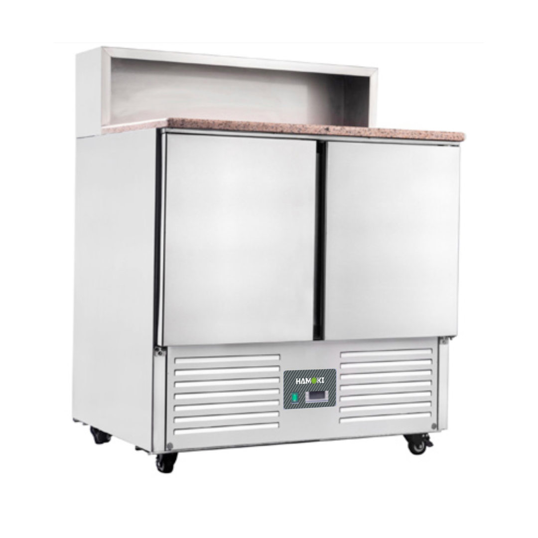 2 Door Refrigerated Salad Prep Counter with Granite Worktop 215L (PS900)