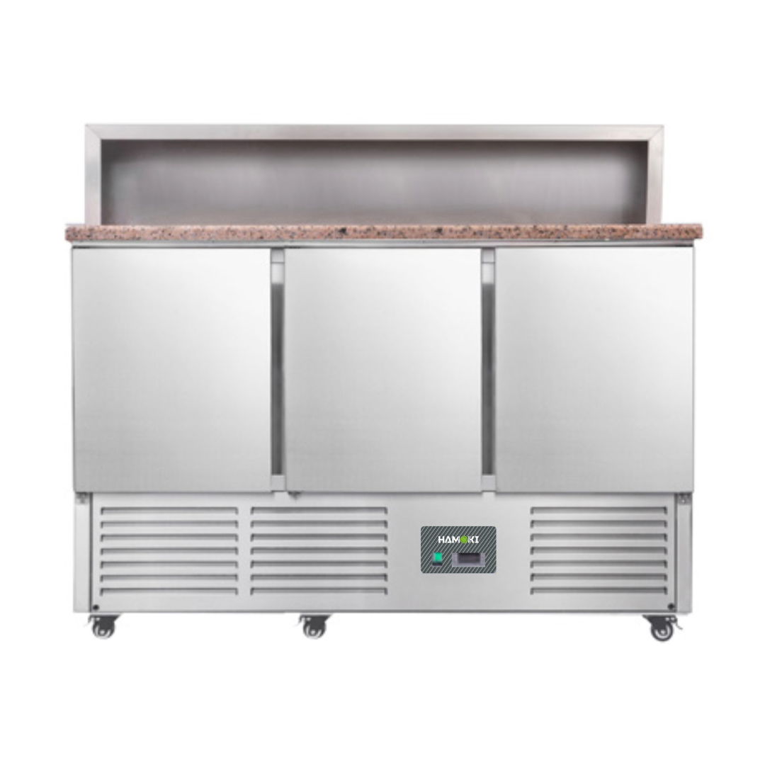 3 Door Refrigerated Salad Prep Counter with Granite Worktop 346L (PS903)