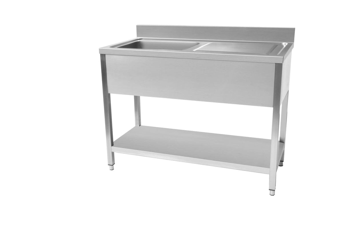 Commercial Stainless Steel Sink 1200mm Right Hand Drainer 600mm Depth (STSK-126R)