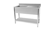 Commercial Stainless Steel Sink 1200mm Right Hand Drainer 600mm Depth (STSK-126R)