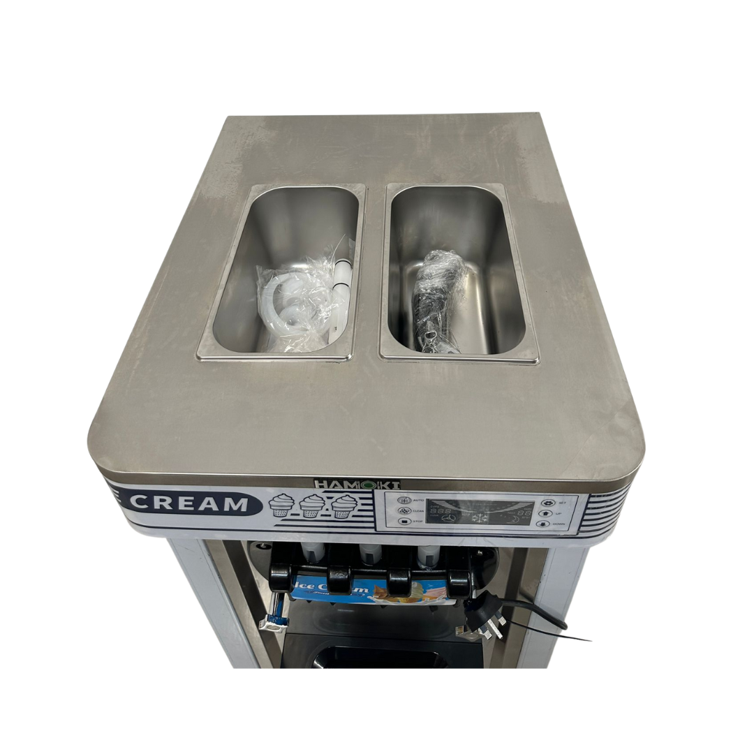 Three Flavour Soft Ice Cream Machine with Air Pump & Pre-cooling System 1.7kW 20L/Hr (HA-L20D)