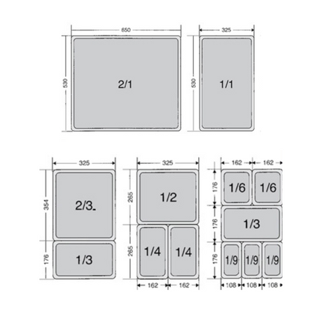 Stainless Steel Gastronorm Pan GN 1/9 Depth 100mm