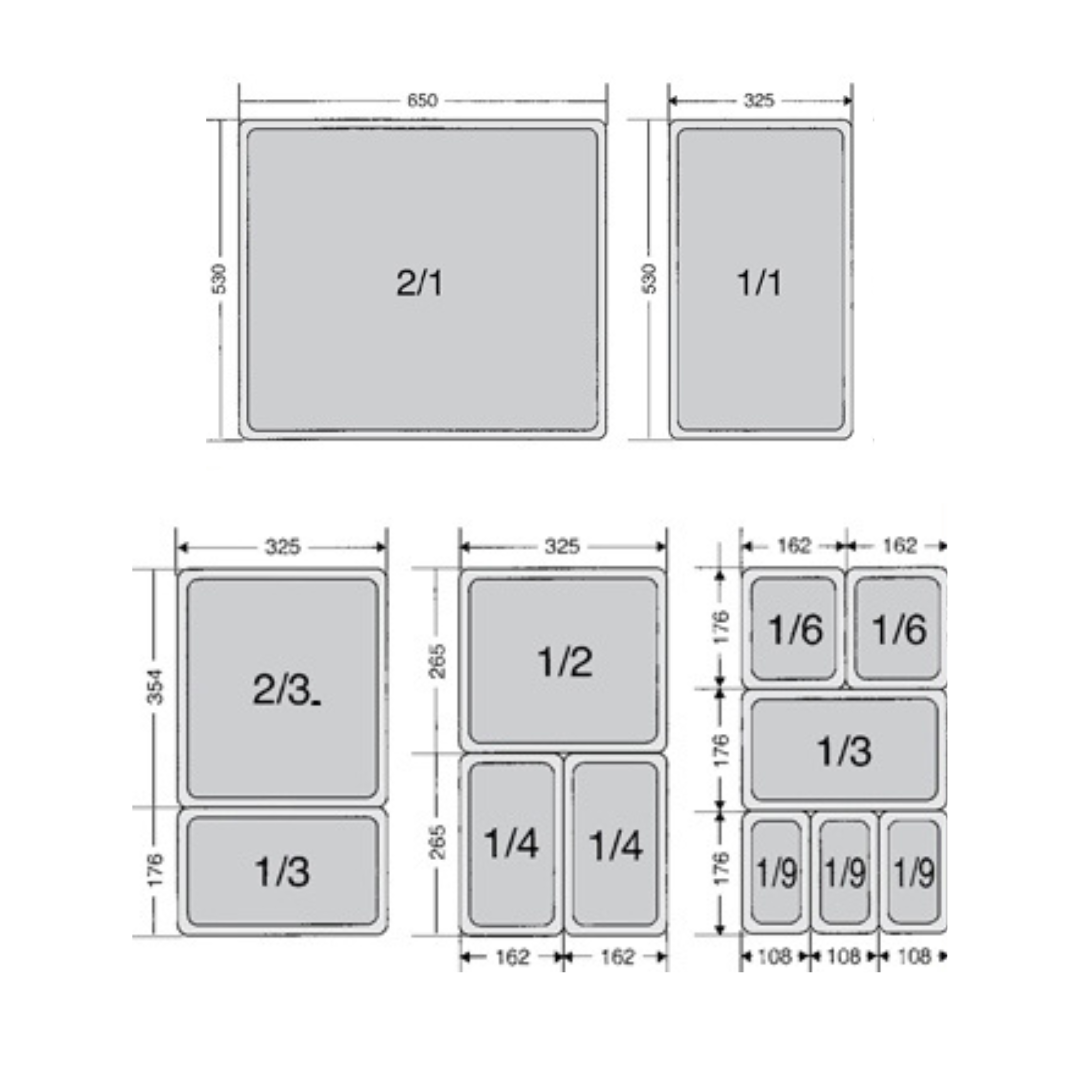 Stainless Steel Gastronorm Pan GN 1/3 Depth 100mm